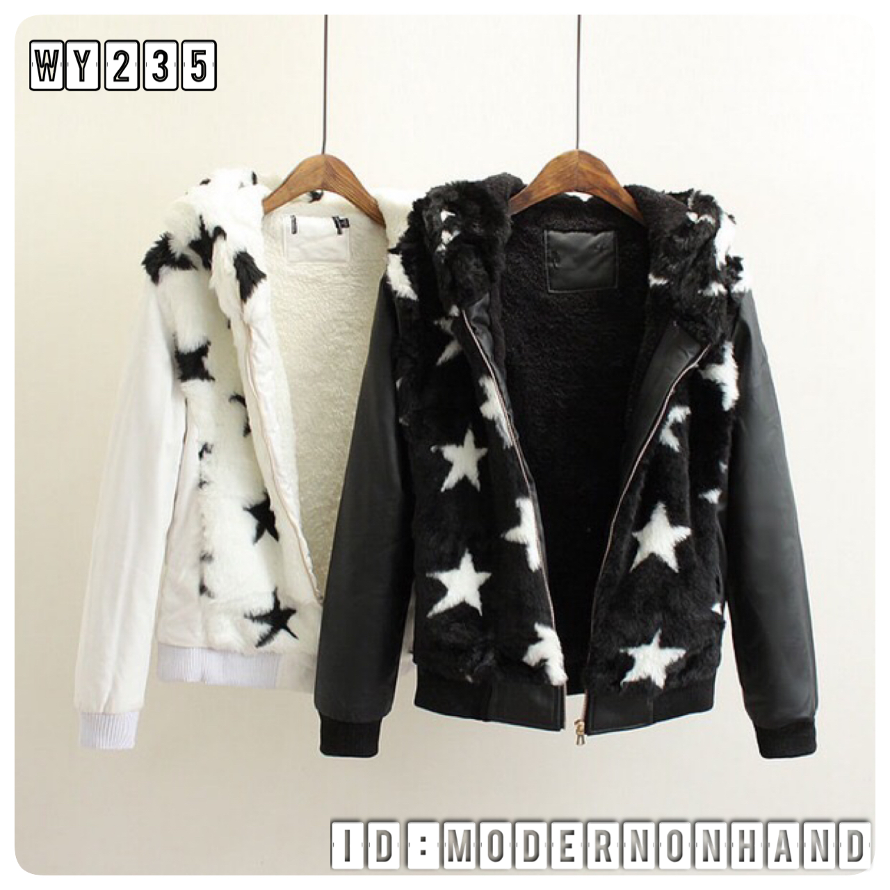 เสื้อกันหนาวแต่งขนลายดาว ติดหมวกฮูท แขนหนัง สวย อุ่น หรู มากๆคะ💰💰฿ 1,250.-𧊂สี:ขาว/ดำ Free Size M/L/XL/XXL/XXL
