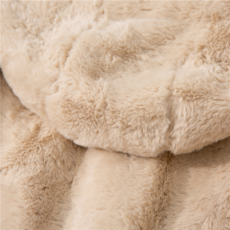 pepco เสื้อเฟอร์กันหนาว หมวกฮู้ด เสื้อขน FLUFFY Coat แบรนด์ PEPCO ดำ / เบจ