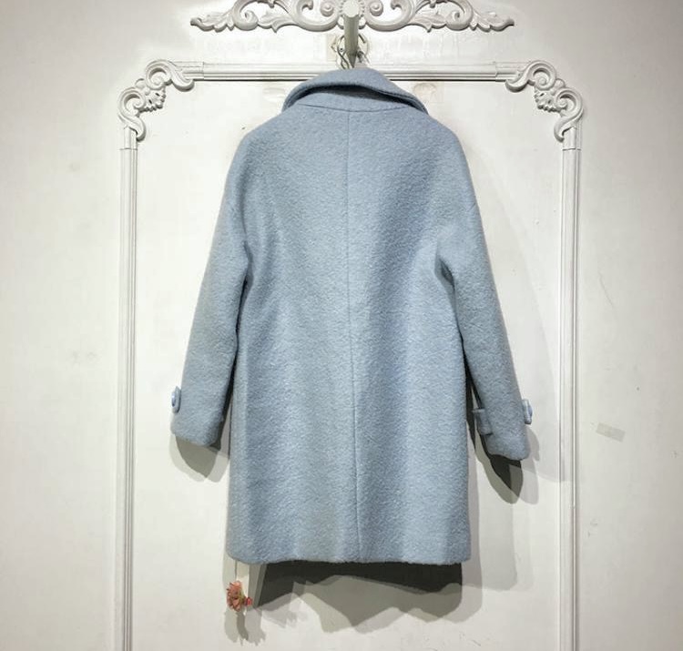 Ozoc เสื้อโค้ท เสื้อกันหนาว เนื้อผ้าสักหลาดวูล สีฟ้าอ่อนพาสเทล แบรนด์ joice