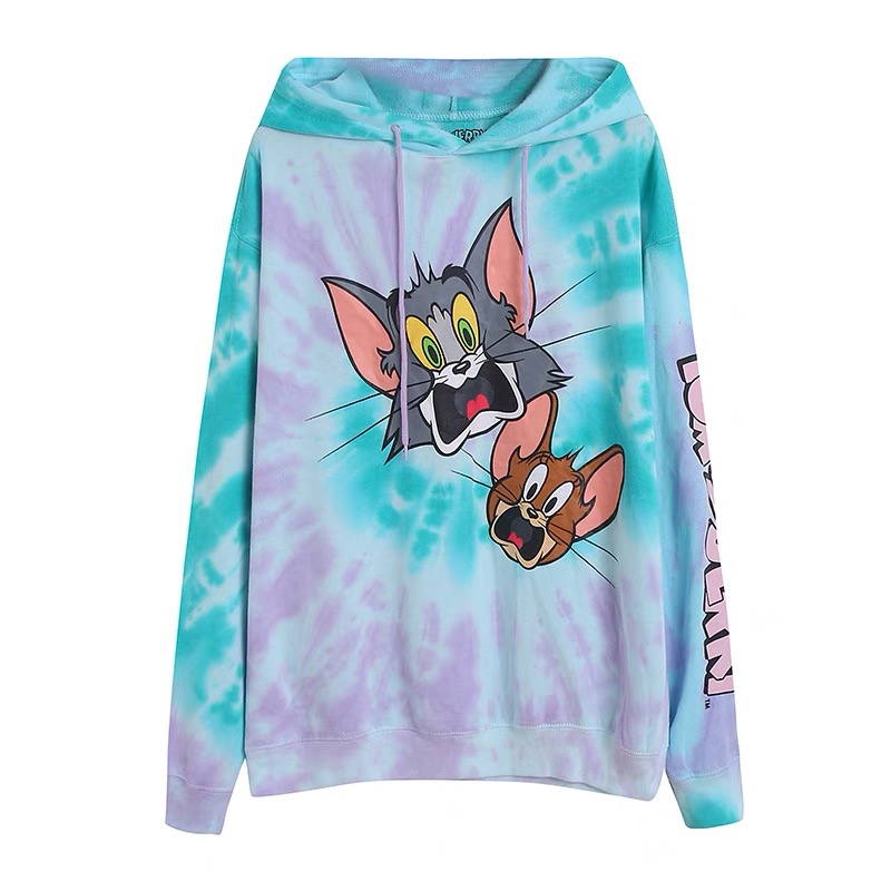 Disney เสื้อวอร์มฮู้ด แขนยาว ลายมัดย้อม สีคัลเลอร์ฟูล colorful สกรีน TOM&Jerry งาน warner DISNEY สำเนา สำเนา สำเนา สำเนา สำเนา สำเนา มีดย้อม