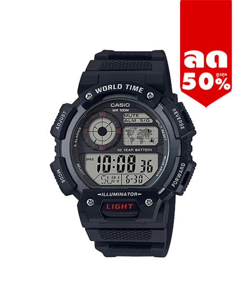 CASIO MID YEAR SALE นาฬิกาคาสิโอ พร้อมส่ง นาฬิกาข้อมือ นาฬิกากันน้ำ นาฬิกาของแท้ BTS ประกันศูนย์ CMG 1 ปี รุ่น AE-1400WH-1A นาฬิกาสีดำ