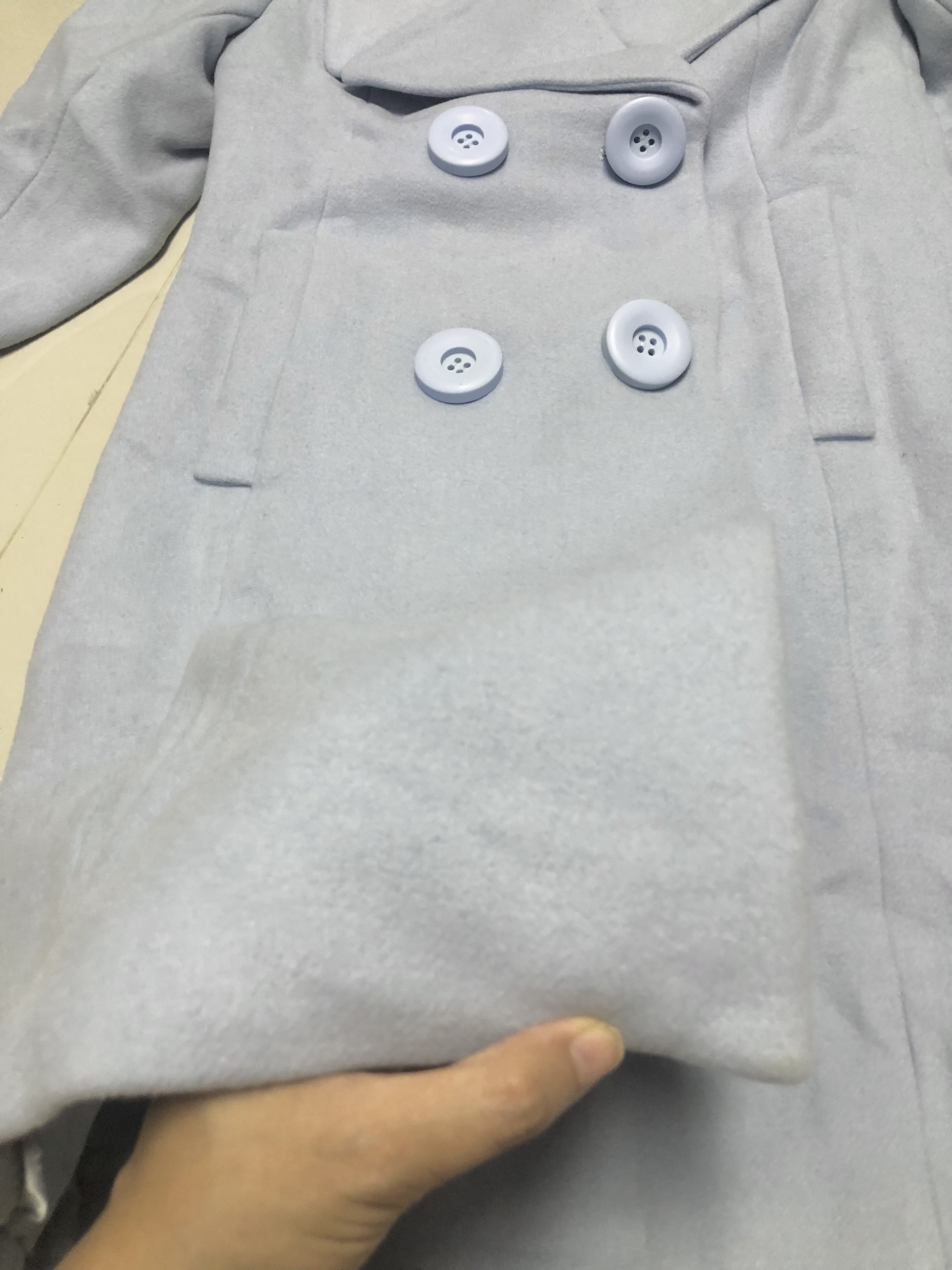 Ms.Node เสื้อโค้ท เสื้อกันหนาว เนื้อผ้าสักหลาดวูล สีชมพู/ สีฟ้า แต่งกระดุมสองแถว แบรนด์ MS.NODE