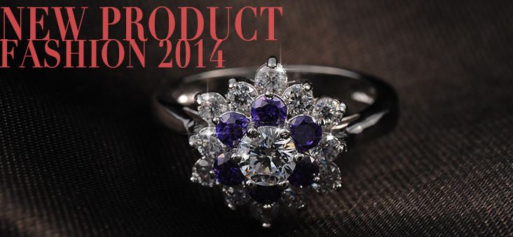 แหวนเงิน แหวนแต่งงาน Platinum plating ประดับ เพชร Swiss arrow heart cuting รูปดอกไม้ ประดับคริสตัล สีม่วง no 3001508