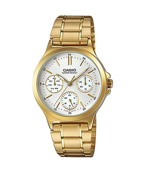 CASIO MID YEAR SALE นาฬิกาคาสิโอ พร้อมส่ง นาฬิกาข้อมือ นาฬิกากันน้ำ นาฬิกาของแท้ BTS ประกันศูนย์ CMG 1 ปี รุ่น LTP-V300G-7A นาฬิกาสีทอง