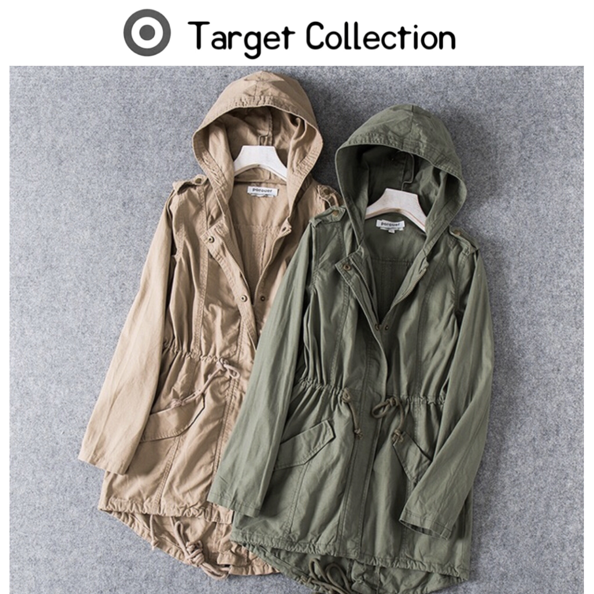 Target collection เสื้อฮู้ดทหาร เสื้อคลุม สีเขียวทหาร หมวกฮู้ด เสื้อปาร์กา เสื้อ นอก แบรนด์ TARGET COLLECTION เท่ห์มากคะ Size S/M/L/XL สำเนา เขียว