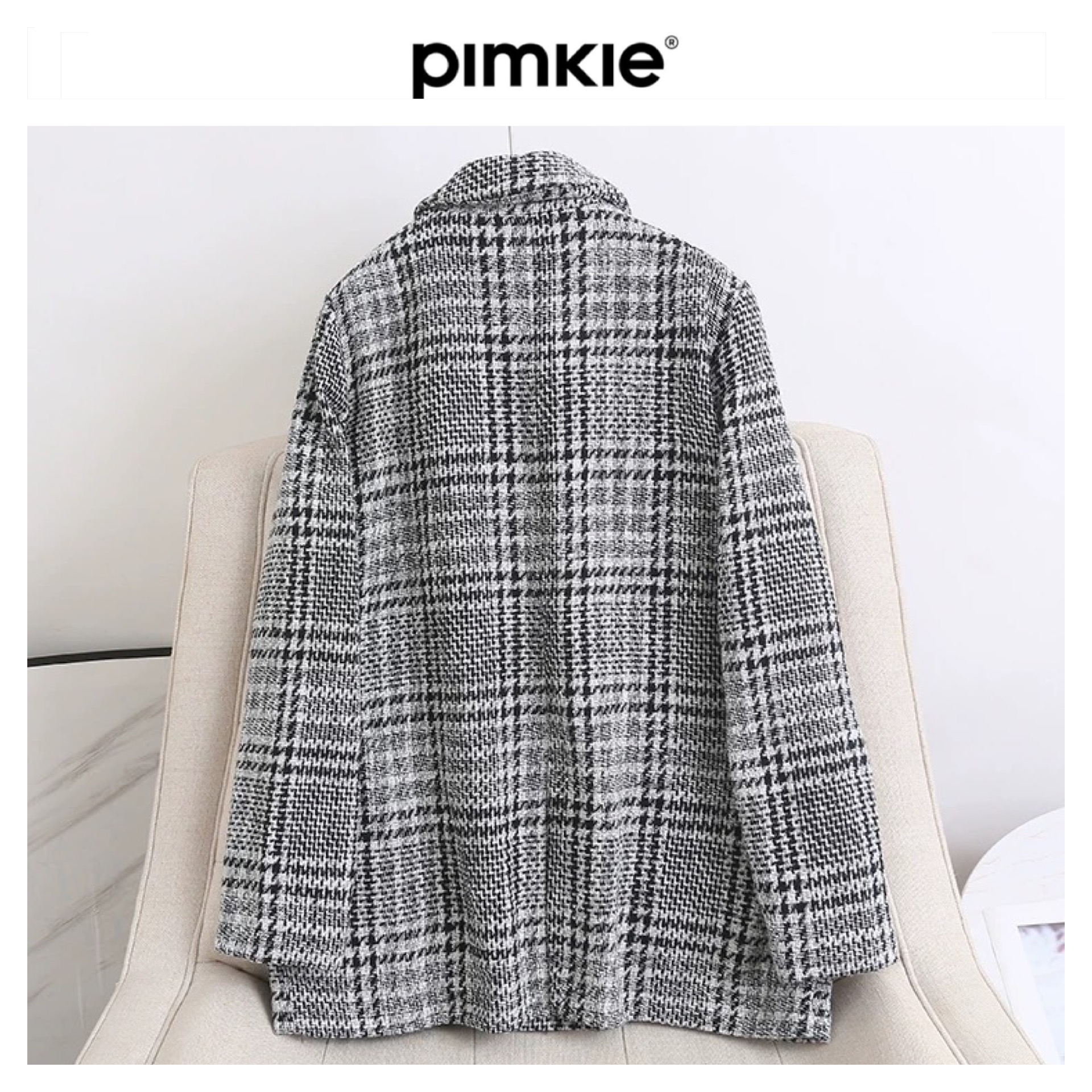 เสื้อนอก เสื้อคลุม ทรงสูท ลายตารางเทาดำ เสื้อคลุม เบลเซอร์ Blazer check ❄️แบรนด์✨Pimkie✨ แท้💯% แบรนด์ PIMKIEสำเนา