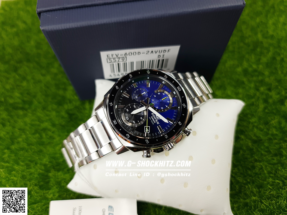 CASIO EDIFICE นาฬิกาข้อมือ นาฬิกากันน้ำ นาฬิกาของแท้ ประกันศูนย์ CMG 1 ปี รุ่น EFV-600D-2A นาฬิกาสีเงิน