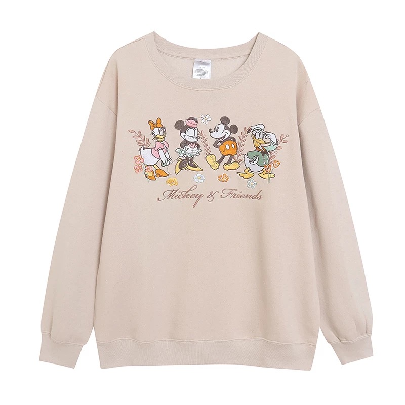 เสื้อฮู้ด สเวตเตอร์ กันหนาว Mickey&friends DISNEY Embroidered sweatshirt มิคกี้ เม้าส์ Mickey mouse mickey mouse งาน DISNEYแท้ แต่งลายปัก ชมพู