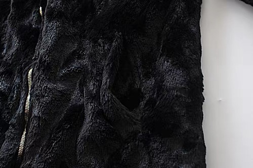 pepco เสื้อเฟอร์กันหนาว หมวกฮู้ด เสื้อขน FLUFFY Coat แบรนด์ PEPCO ดำ / เบจ