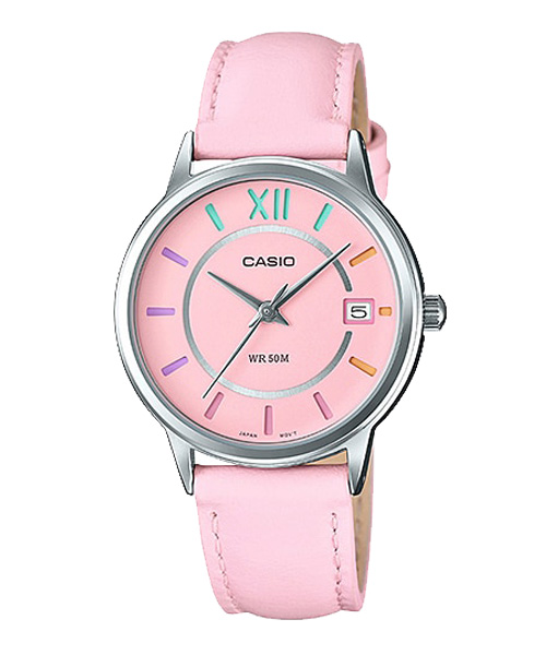 CASIO นาฬิกาคาสิโอ นาฬิกาข้อมือ นาฬิกากันน้ำ นาฬิกาของแท้ ประกันศูนย์ CMG 1 ปี รุ่น LTP-E134L-4B นาฬิกาสีชมพู