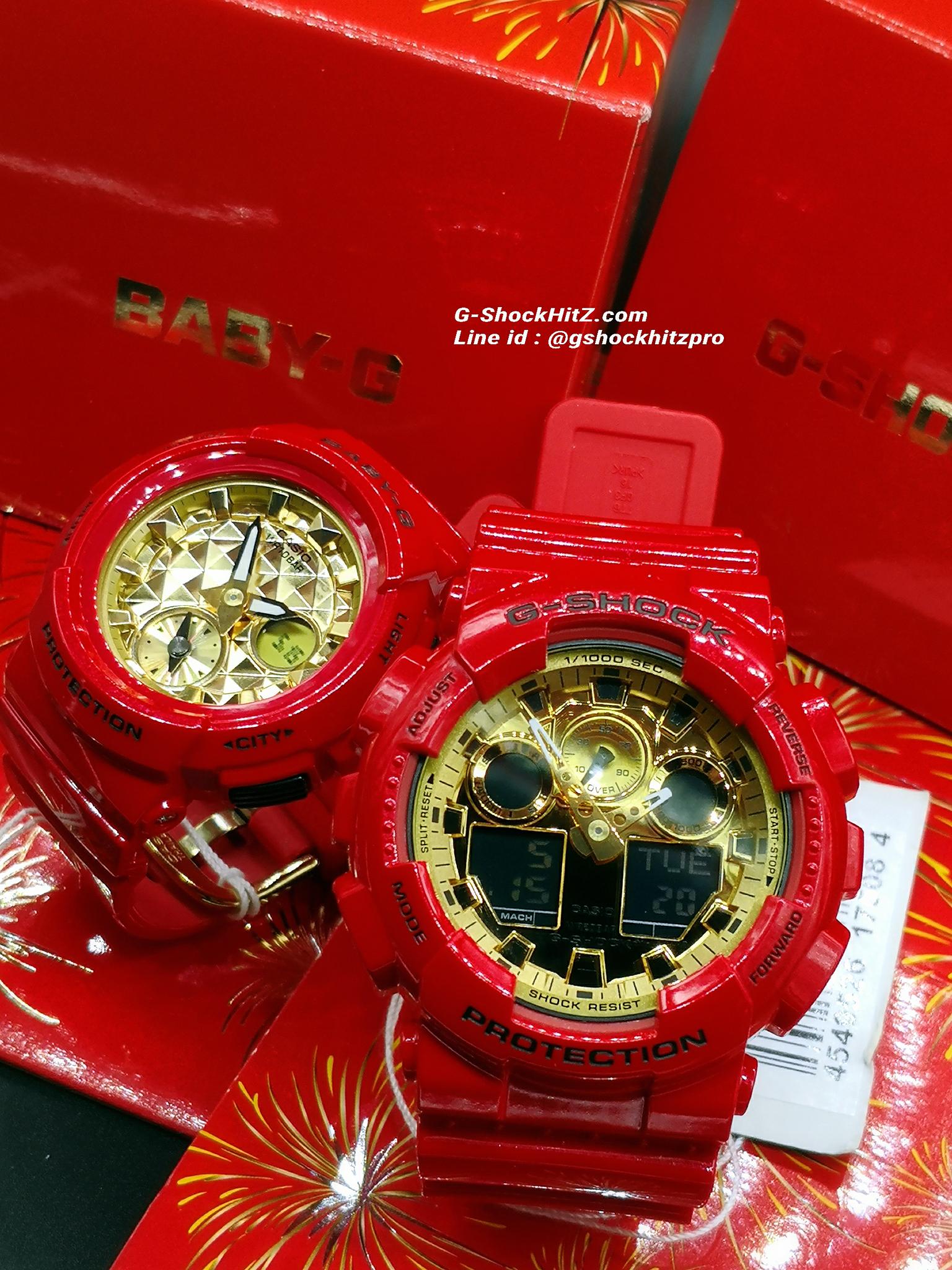 CASIO G-SHOCK นาฬิกาข้อมือ นาฬิกากันน้ำ นาฬิกาของแท้ ประกันศูนย์ CMG 1 ปี รุ่น GA-100VLA-4A นาฬิกาสีแดง