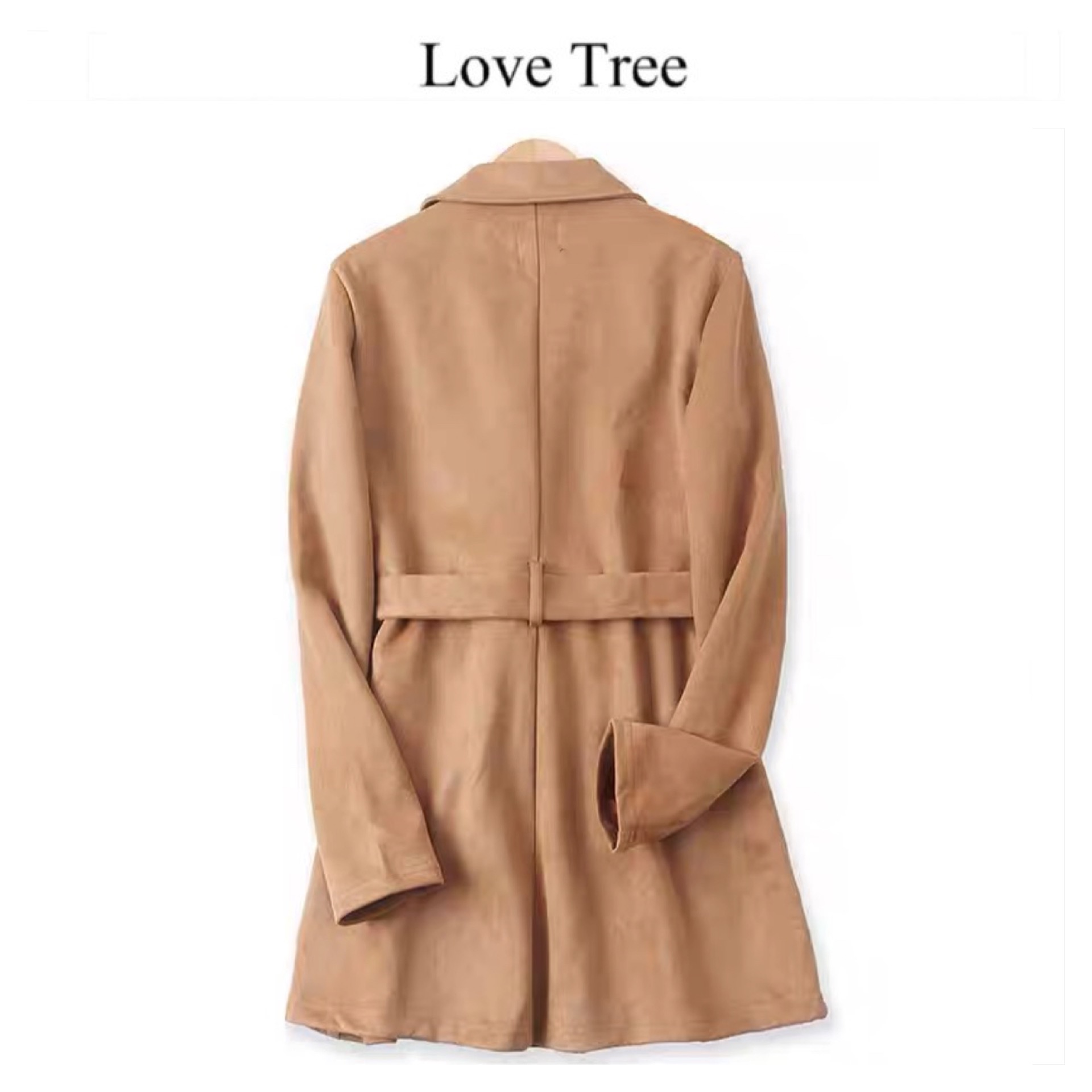 เสื้อโค้ท เสื้อคลุมหนังกลับ โค้ทหนังกลับ โค้ทวูล สีคาเมล แบรนด์ LOVE TREE