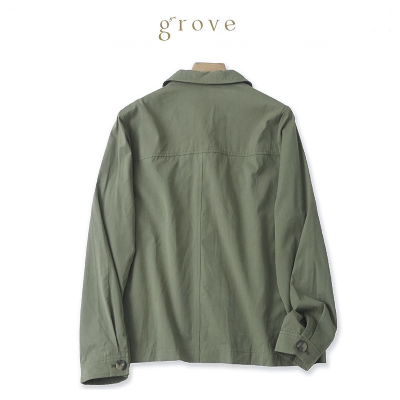 Grove เสื้อทหาร เสื้อฮู้ดเขียวทหาร เสื้อนอกแนวทหาร แพทเทินสวย เท่ห์มาก แบรน์GROVE (JAPAN) เขียว