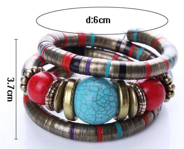 สร้อยข้อมือ Hand made สร้อยข้อมือแฟชั่น ผู้หญิง สไตล์ วินเทจ ร้อย Turquoise หิน ทิเทต สร้อยข้อมือ เก๋ ๆ แนว เซอร์ ๆ 418891