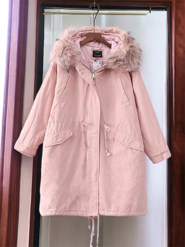 เสื้อโค้ทฮูท BERSHKAกันหนาว Parka สีชมพูอ่อน แต่งขนเฟอร์ ซับขนอุ่นด้านใน (เฟอร์ & ขนอุ่นด้านใน ถอดได้คะ) ดลบได้เลยคะ Size XS/S/M/ L/XL/XXL เขียว