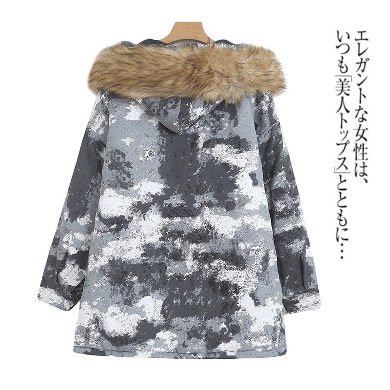 Victory เสื้อกันหนาว เสื้อฮู้ดเฟอร์ บุนวมอุ่น แบรนด์ victory over siZe bomber jacket (ขนเฟอร์ถอดได้ค่ะ) ลายพราง