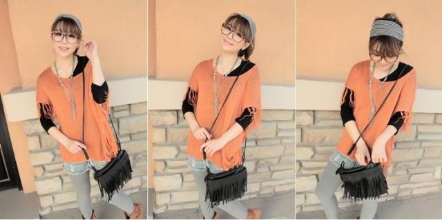 กระเป๋าสะพาย แต่งสายพู่ ไซส์เล็ก 3 สี :สีดำ/น้ำตาล/ขาว