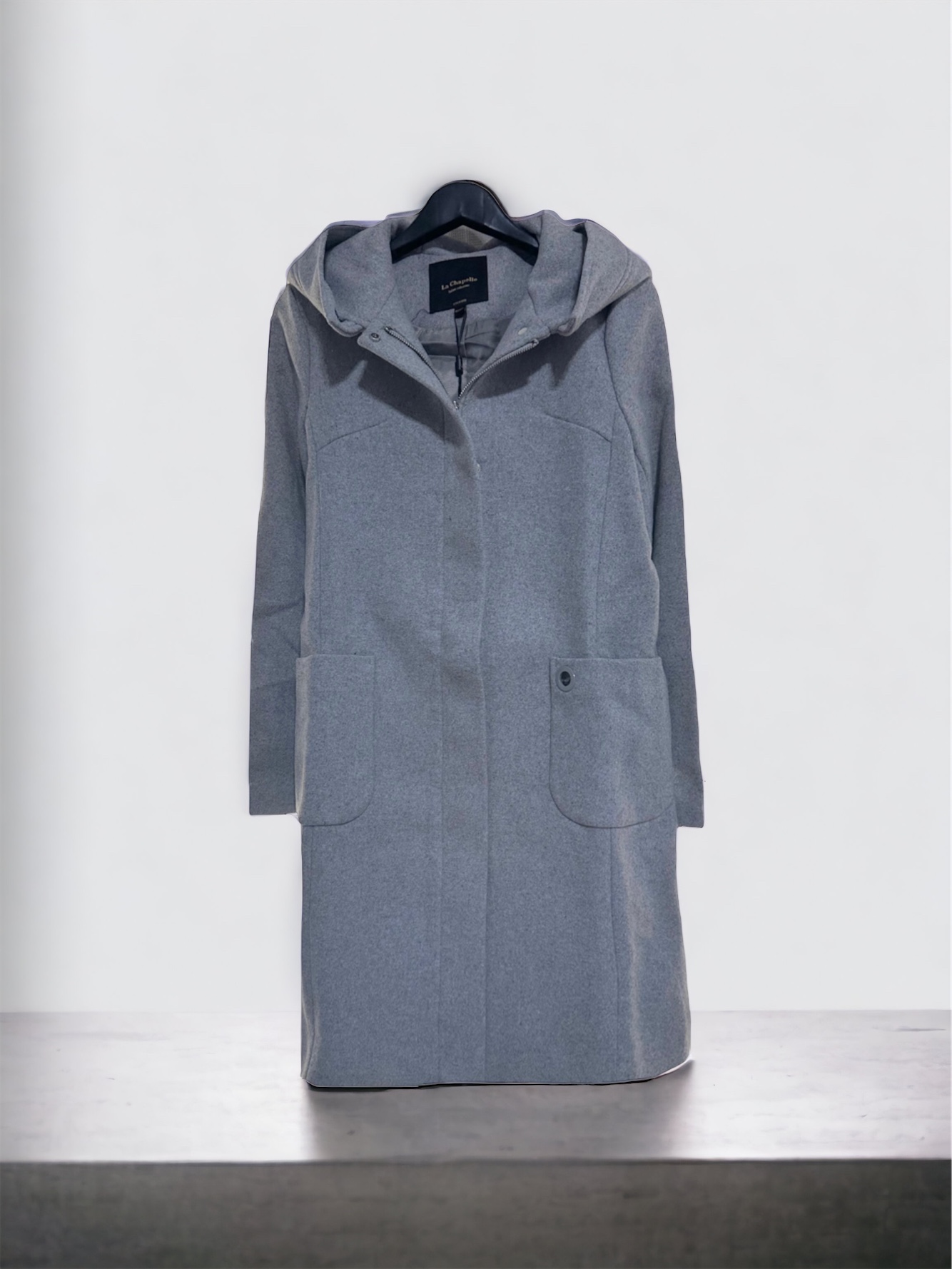 เสื้อโค้ท peacoat เสื้อโค้ทเฟอร์ โค้ทสักหลาดสีเทาอ่อน แบรนด์ La chapelle