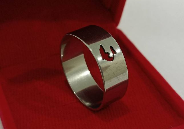แหวนเบอร์ 10 แหวนเงิน สแตนเลสแท้ แกะลาย ปลาโลมา หนา 8 mm แหวนใส่เท่ ๆ 384321