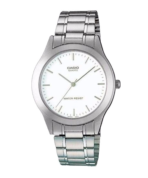 CASIO นาฬิกาคาสิโอ นาฬิกาข้อมือ นาฬิกากันน้ำ นาฬิกาของแท้ ประกันศูนย์ CMG 1 ปี รุ่น MTP-1128A-7A นาฬิกาสีเงิน