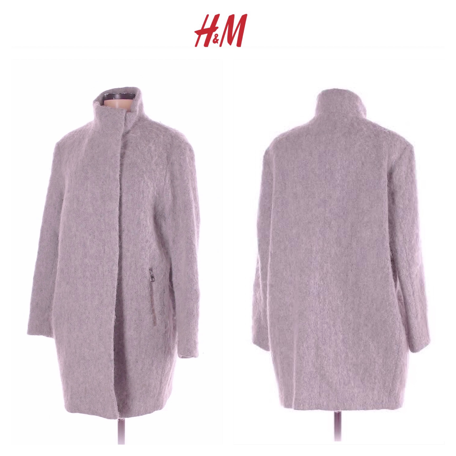 เสื้อโค้ท เสื้อกันหนาว เนื้อผ้าสักหลาด สีม่วงอ่อน แบรนด์ H&M