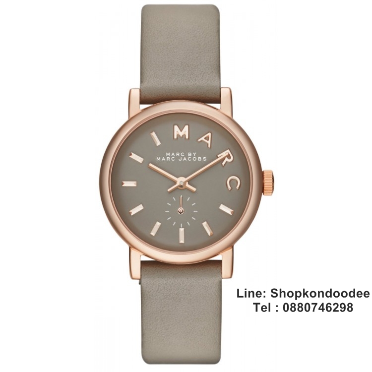 Marc by Marc Jacobs Baker Grey Dial Gravel Gray Leather Ladies Watch MBM1318
