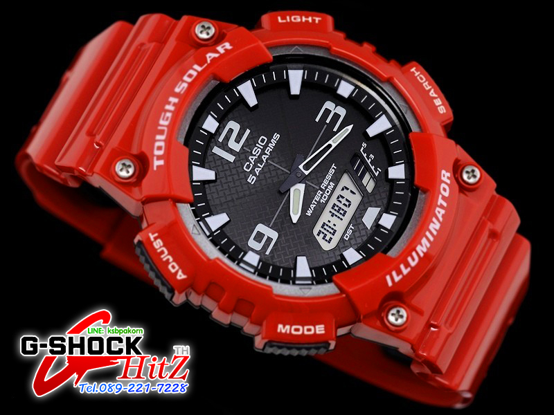 CASIO นาฬิกาคาสิโอ นาฬิกาข้อมือ นาฬิกากันน้ำ นาฬิกาของแท้ ประกันศูนย์ CMG 1 ปี รุ่น AQ-S810WC-4A นาฬิกาสีแดง