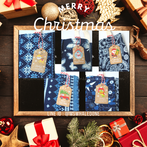 ฟรี! ป้ายแท็กคริสต์มาส/ปีใหม่ ถุงผ้าใส่ของขวัญ ขนาดใส่สมุดA5ได้หลายเล่ม ใส่ของกระจุกกระจิก ไซส์กะทัดรัด น่ารัก มีสไตล์