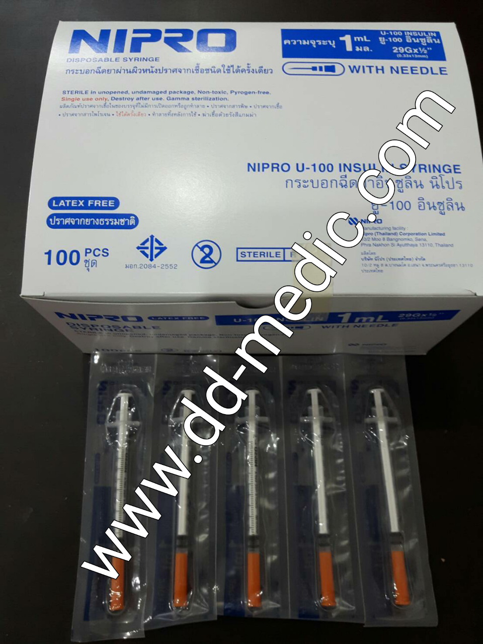 ไซริงค์ฉีดอินซูลินติดเข็ม ยี่ห้อ นิโปร เบอร์ 29 x 1/2" กล่องละ 100 อัน