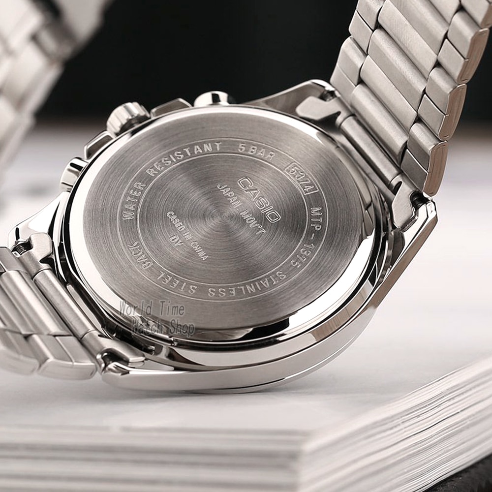 CASIO นาฬิกาคาสิโอ นาฬิกาข้อมือ นาฬิกากันน้ำ นาฬิกาของแท้ ประกันศูนย์ CMG 1 ปี รุ่น MTP-1375D-7A นาฬิกาสีเงิน