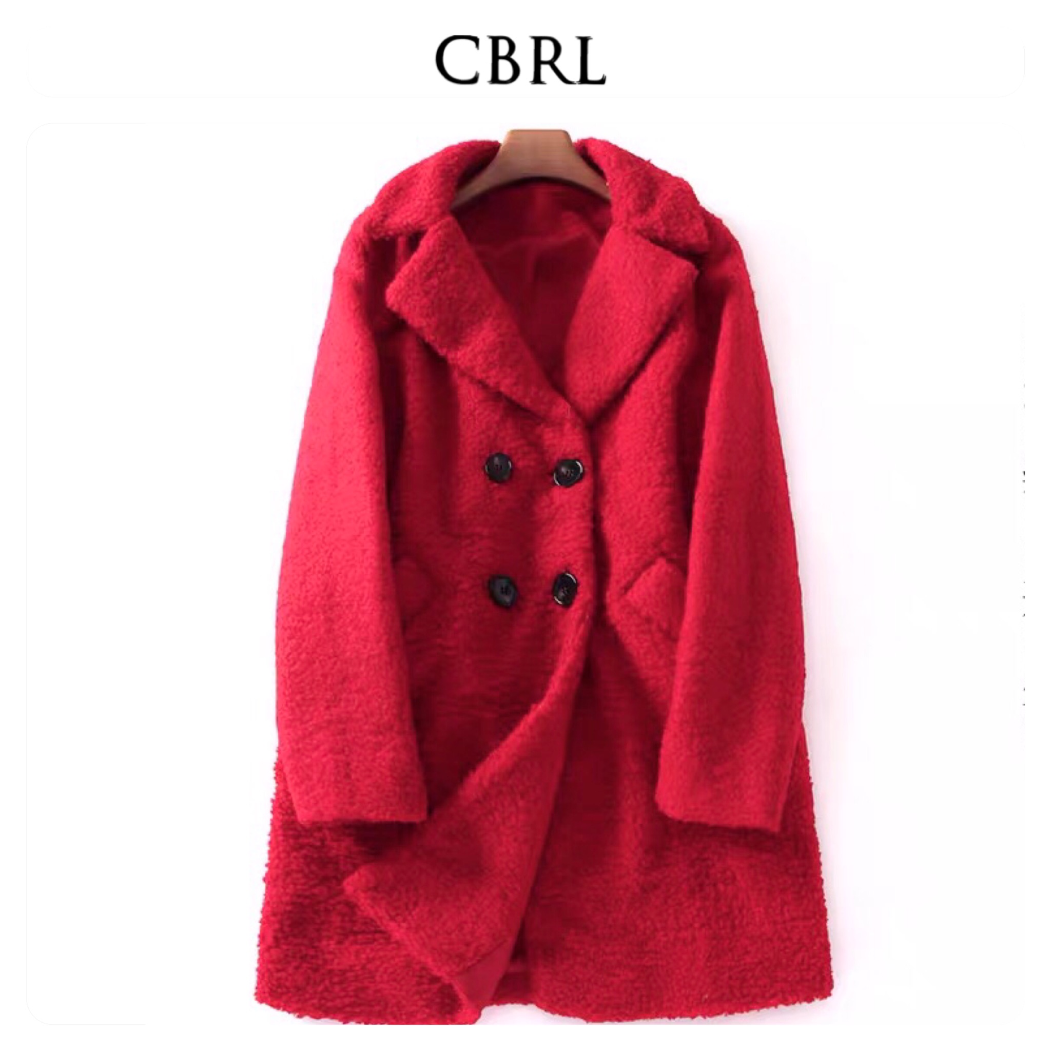 เสื้อโค้ดกันหนาว เสื้อกันหนาว overcoat โค้ทวูล สีกากี /สีแดง สักหลาดวูล ดุมสองแถว แบรนด์ CBRL แดง