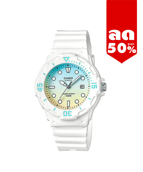 CASIO นาฬิกาคาสิโอ นาฬิกาข้อมือ นาฬิกากันน้ำ นาฬิกาของแท้ ประกันศูนย์ CMG 1 ปี รุ่น LRW-200H-2E2 นาฬิกาสีขาว