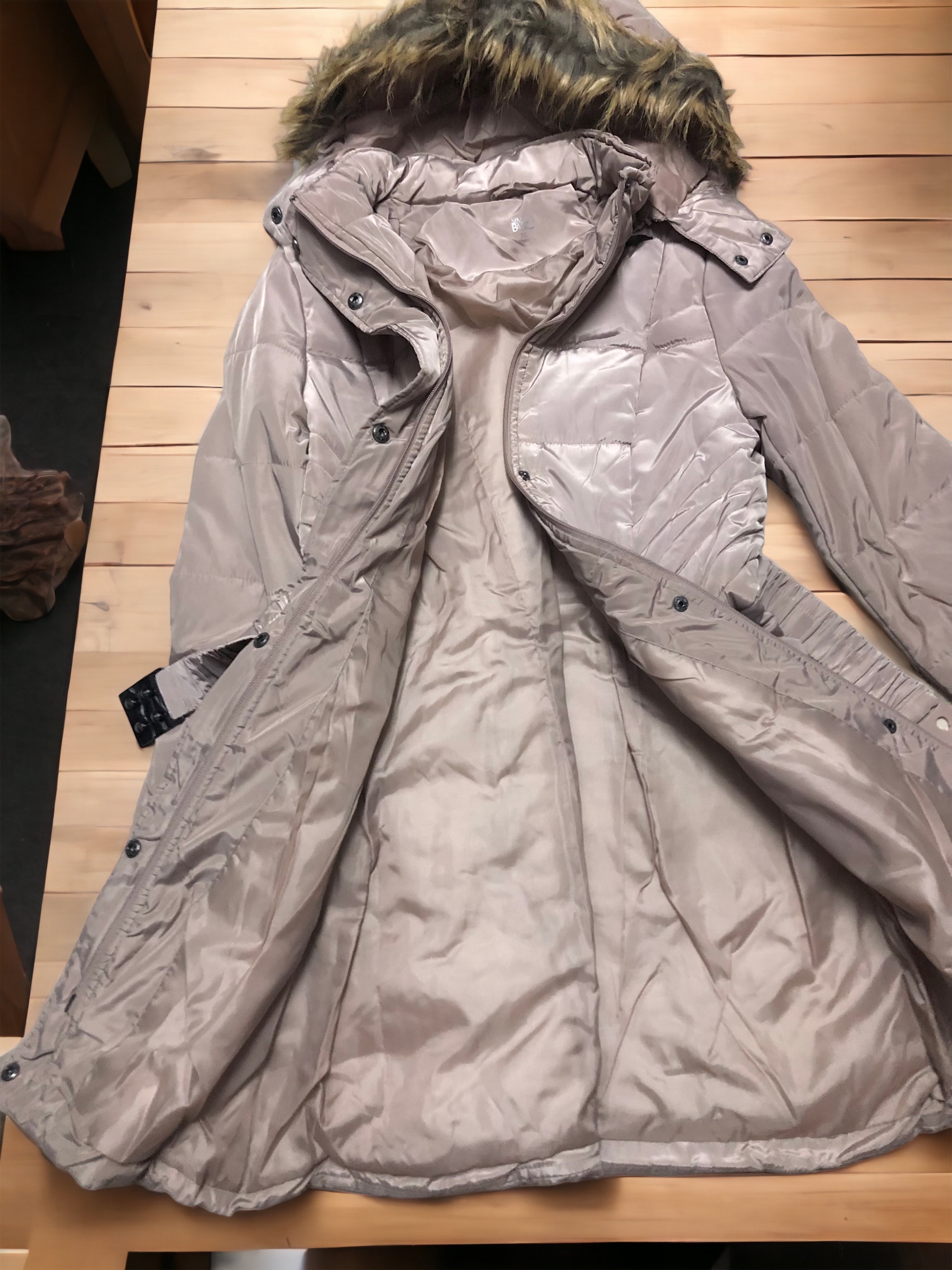 U.S. Polo ASSN. เสื้อกันหนาว เสื้อฮู้ดเฟอร์ บุนวมอุ่น สีนู้ดกะปิ แบรนด์ U.S. POLO ASSN. (padded puffer coat สำเนา กะปิ