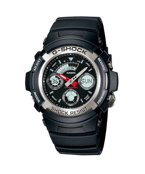 CASIO G-SHOCK นาฬิกาข้อมือ นาฬิกากันน้ำ นาฬิกาของแท้ ประกันศูนย์ CMG 1 ปี รุ่น AW-590-1A นาฬิกาสีดำ