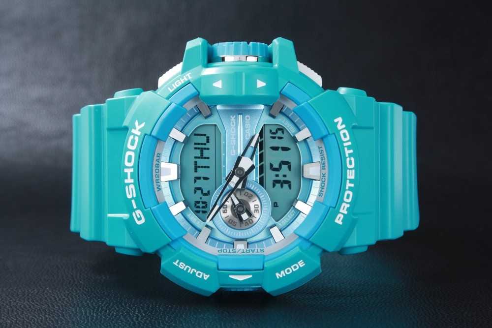 CASIO MID YEAR SALE G-SHOCK พร้อมส่ง นาฬิกาข้อมือ นาฬิกากันน้ำ นาฬิกาของแท้ ประกันศูนย์ CMG 1 ปี รุ่น GA-400A-2A นาฬิกาสีฟ้า