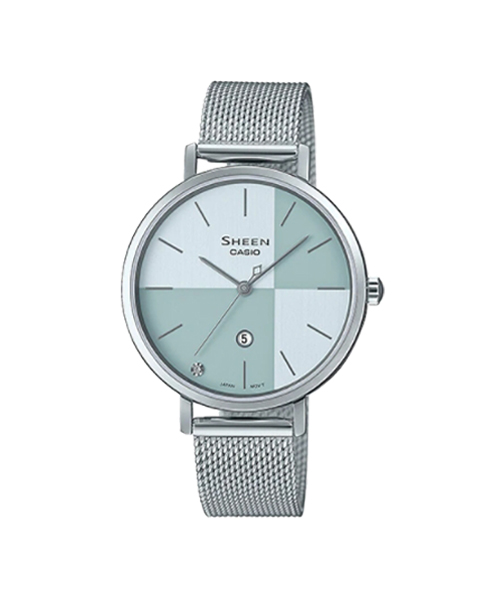 CASIO SHEEN นาฬิกาข้อมือ นาฬิกากันน้ำ นาฬิกาของแท้ ประกันศูนย์ CMG 1 ปี รุ่น SHE-4547M-2A นาฬิกาสีฟ้า