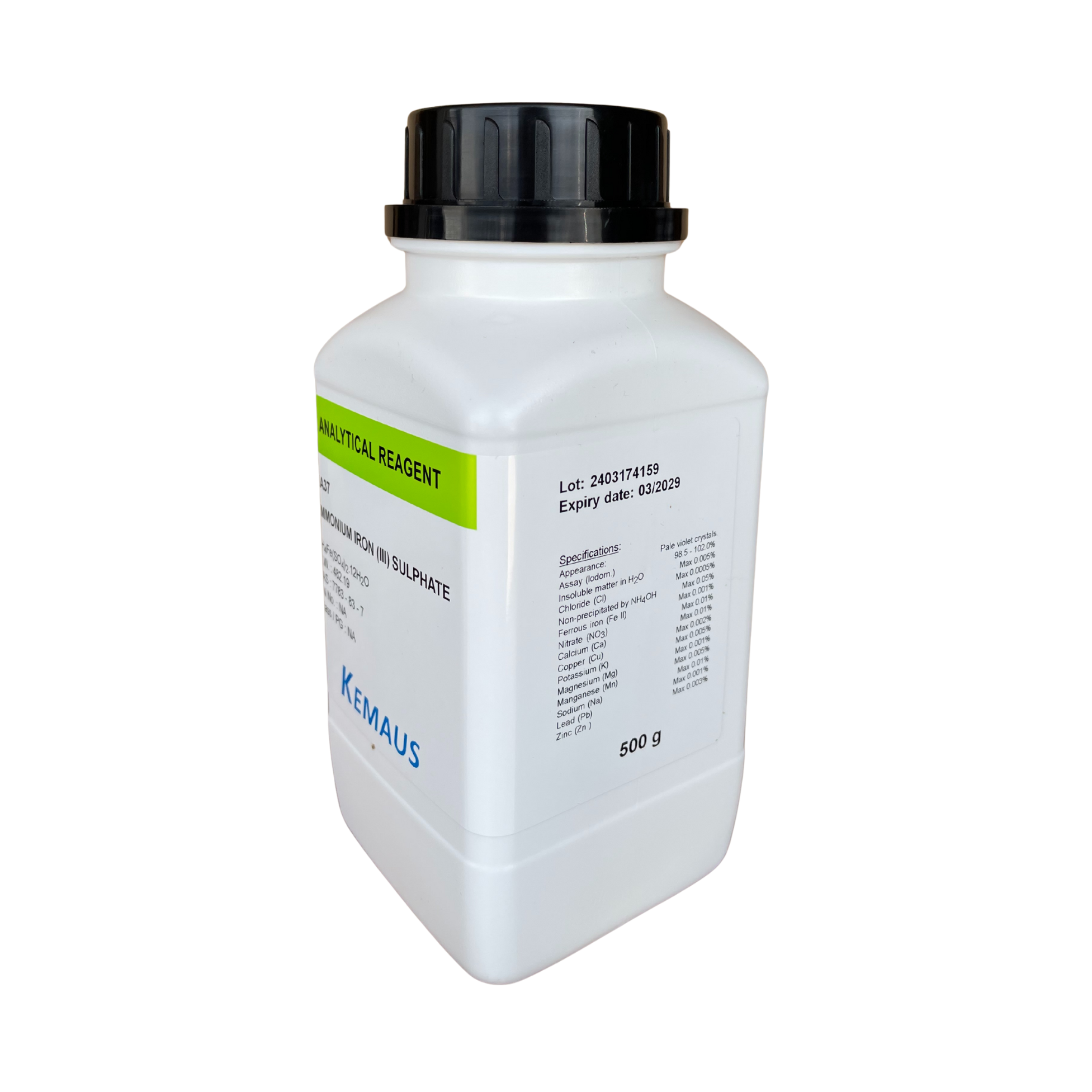 Ammonium Ferric Sulphate (Ammonium Iron(III) Sulphate), AR/ACS 500 g. KemAus™