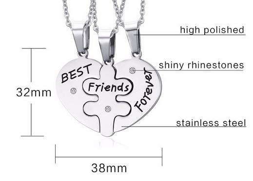 สร้อยคอคู่รัก สร้อยคอ ผู้หญิง ผู้ชาย สร้อยคอ stainless steel สำหรับ เพื่อนรัก Best Friend Forever แบ่งเป็น 3 เส้น ของขวัญ ให้เพื่อน 853558