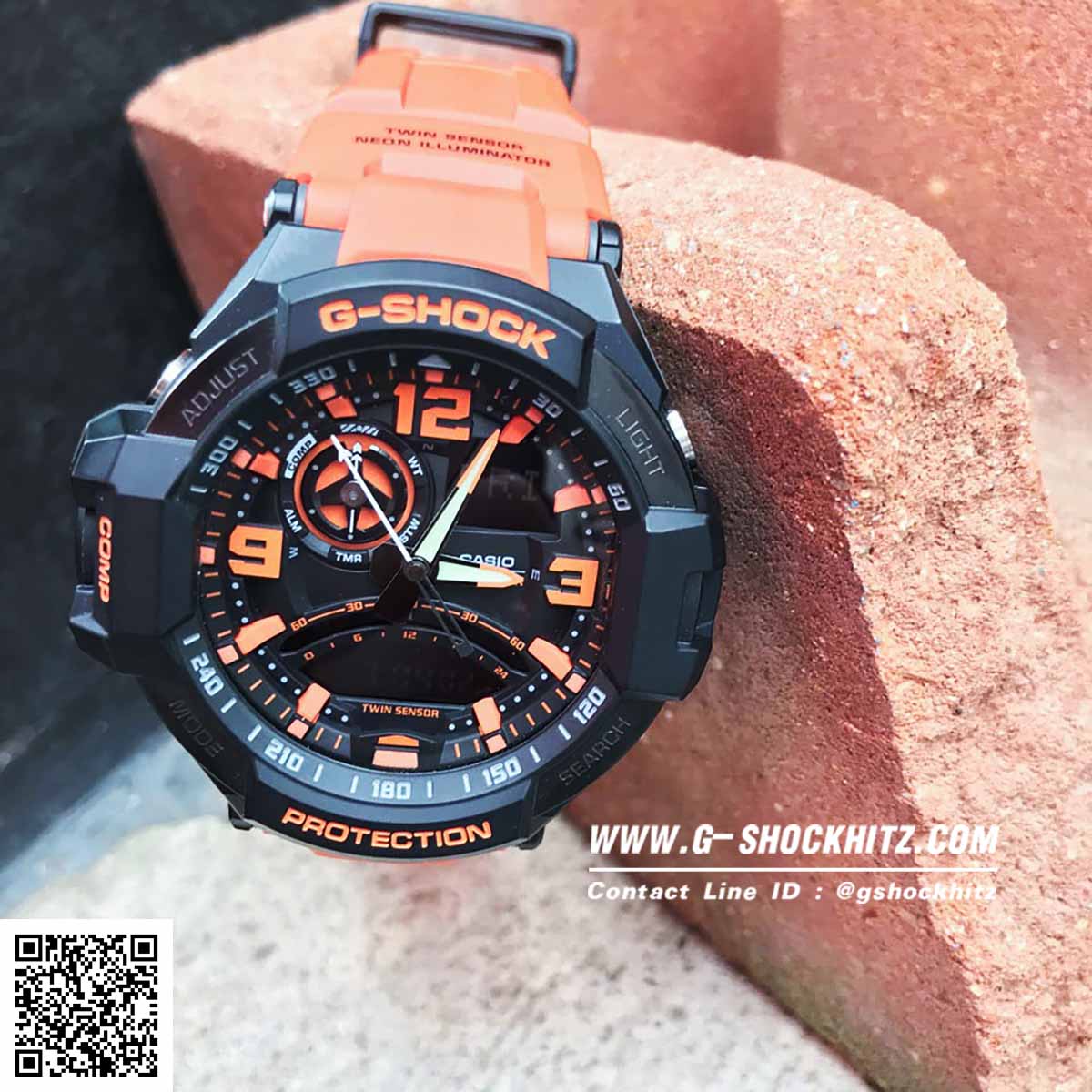 CASIO MID YEAR SALE G-SHOCK นาฬิกาข้อมือ นาฬิกากันน้ำ นาฬิกาของแท้ ประกันศูนย์ CMG 1 ปี รุ่น GA-1000-4A นาฬิกาสีส้ม