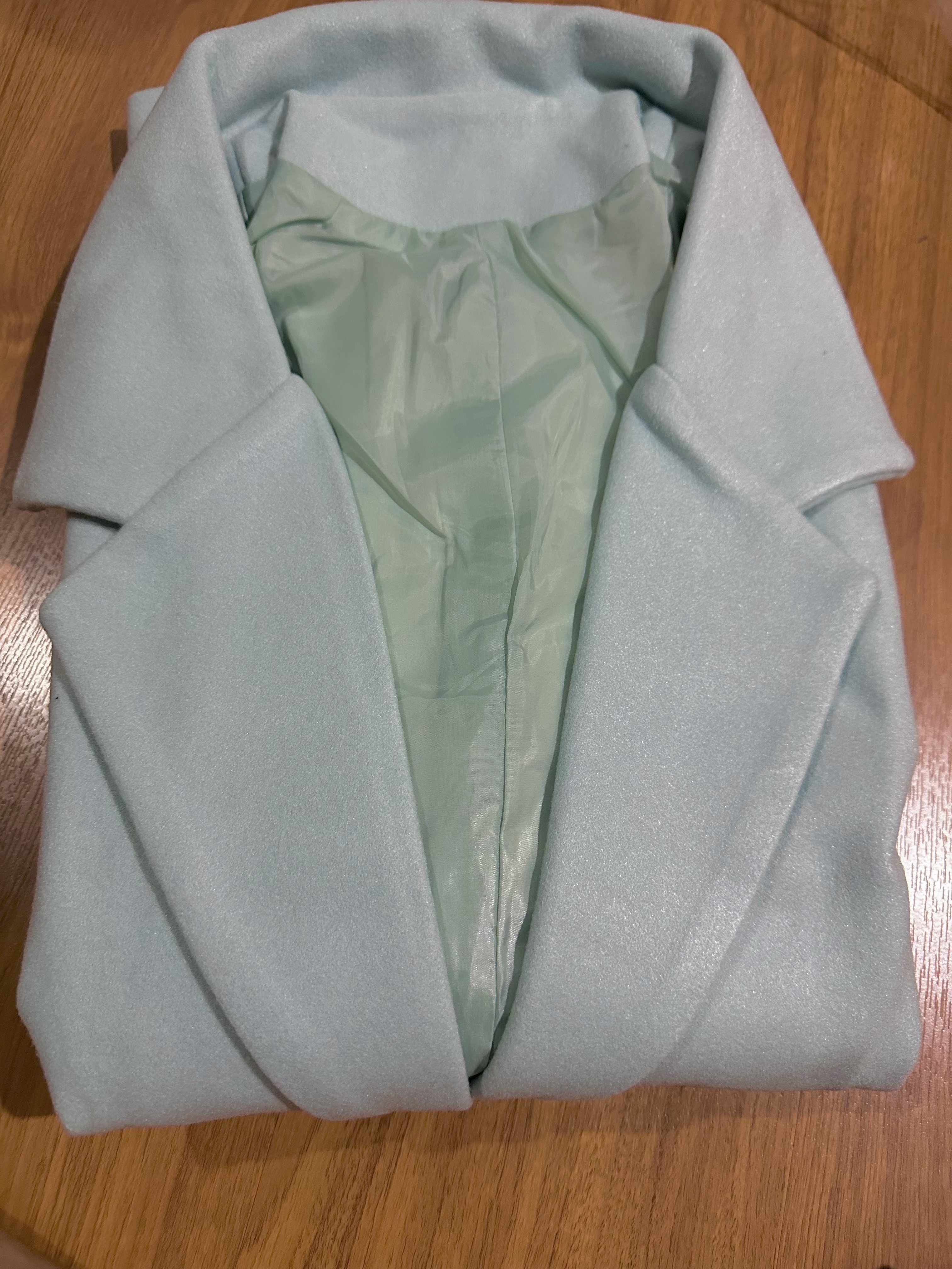Ozoc เสื้อโค้ท เสื้อกันหนาว เนื้อผ้าสักหลาดวูล สีฟ้าพาสเทล แบรนด์ JOICES