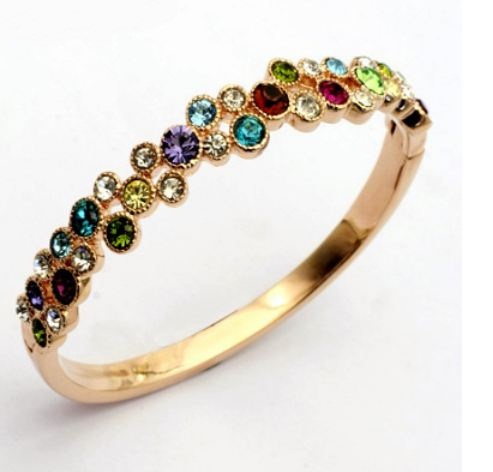 สร้อยข้อมือ ทอง 18 K ประดับ คริสตัล Swarovski แท้ ออสเตรีย อัญมณี หลากสี สวยงาม ทำให้ข้อมือ ของคุณดูดีขึ้นมากทีเดียว 14771