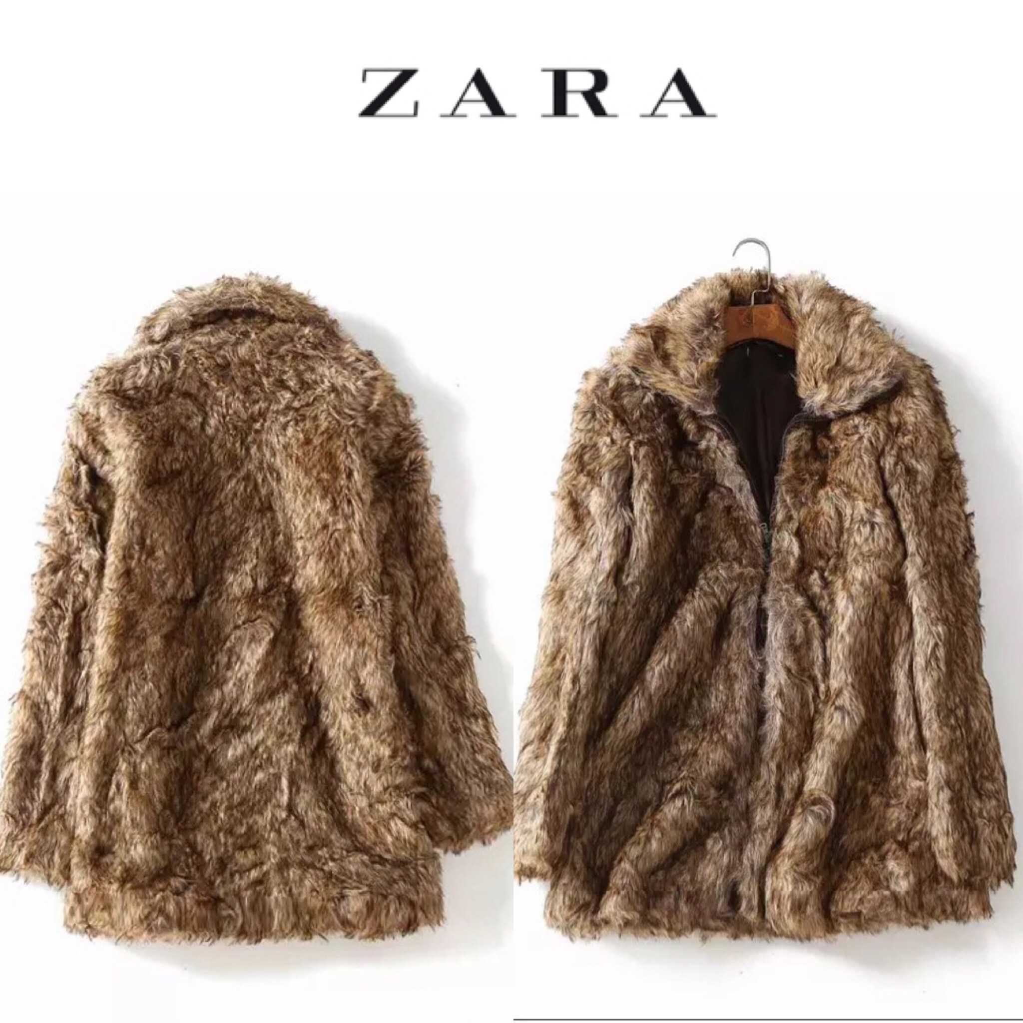 Zara เสื้อโค้ทเฟอร์ โค้ทขนสัตว์ แบรนด์เนม ZARA สีน้ำตาล ขนนุ่ม งานสวย พรีเมี่ยมมากเลยคะ งานช็อปแท้100% คะ SIe S/M/L น้ำตาล