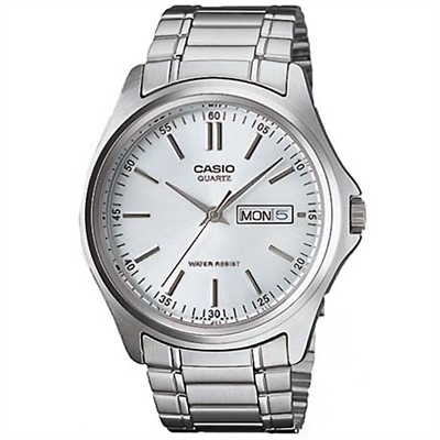 CASIO นาฬิกาคาสิโอ นาฬิกาข้อมือ นาฬิกากันน้ำ นาฬิกาของแท้ ประกันศูนย์ CMG 1 ปี รุ่น MTP-1239D-7A นาฬิกาสีเงิน
