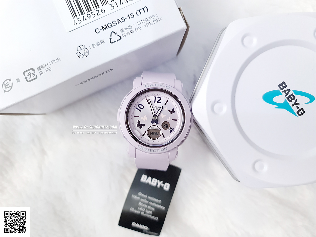 CASIO BABY-G นาฬิกาข้อมือ นาฬิกากันน้ำ นาฬิกาของแท้ ประกันศูนย์ CMG 1 ปี รุ่น BGA-290BD-6A นาฬิกาสีม่วง