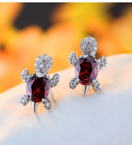 ต่างหู ตุ้มหู เพชร CZ AAA รูป เต่าเพชร ใส่สวย น่ารัก สีตาม โฉลก ส่งเสริม ดวงชะตา ราศรีเกิด 468704
