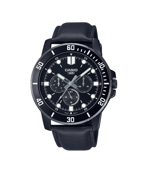CASIO นาฬิกาคาสิโอ นาฬิกาข้อมือ นาฬิกากันน้ำ นาฬิกาของแท้ ประกันศูนย์ CMG 1 ปี รุ่น MTP-VD300BL-1E นาฬิกาสีดำ