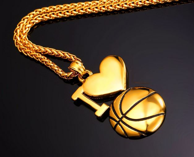 สร้อยคอ ทอง และ เงิน จี้รูป I love basketball สร้อยคอนักบาส ของขวัญ ของที่ระลึกให้คนพิเศษ ของขวัญแทนใจ สร้อยคอจี้รูป บาสเก็ตบอล 363199