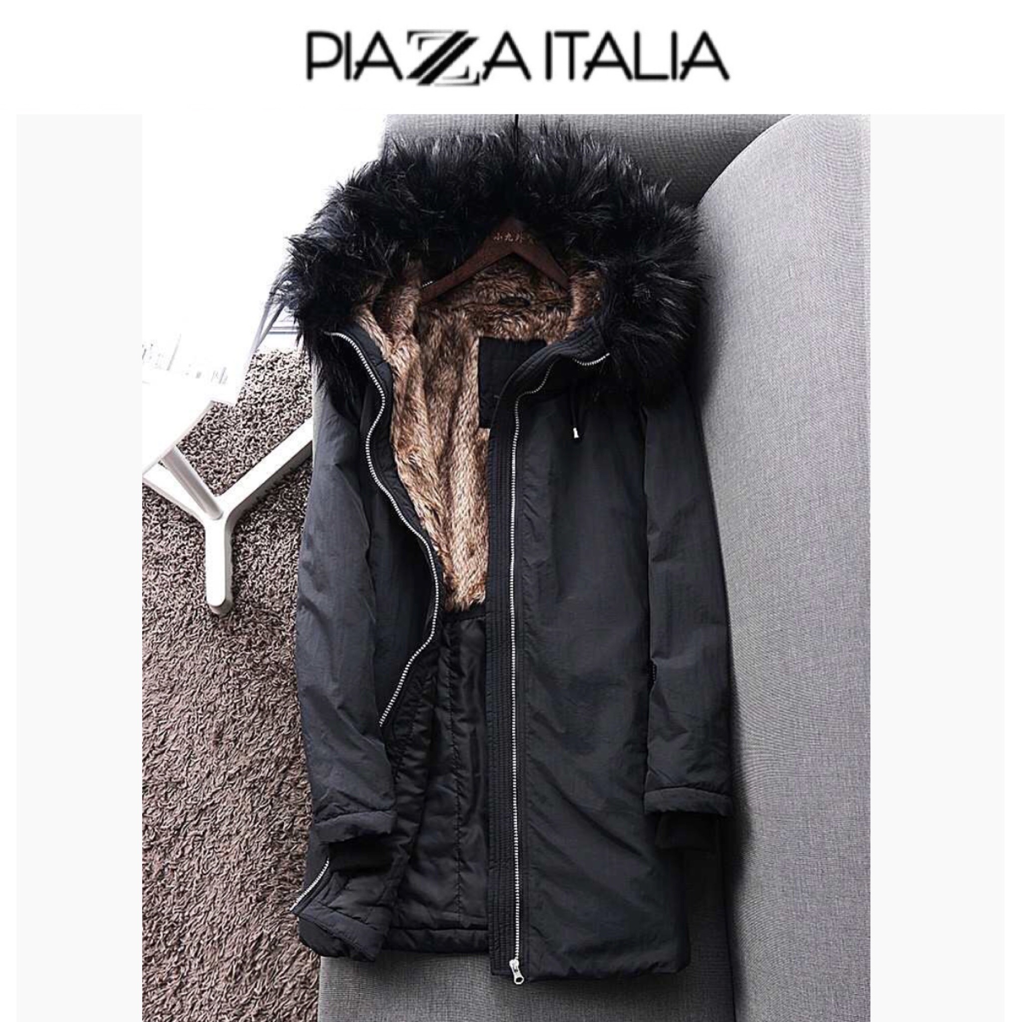 PIAZA ITALIA เสื้อโค้ทฮูท กันหนาว Parka แบรนด์PIAZA ITALIA สีดำแต่งขนเฟอร์ บุนวมอุ่น (เฟอร์ถอดได้คะ) งานสวย บุนวมอุ่น ใส่ติดลบได้เลยคะ Size XS/S/M/ L/XL/XXL สำเนา สำเนา สำเนา สำเนา ดำ