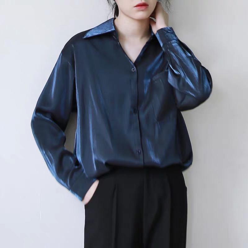 เสื้อเชิ๊ตผ้าไหม แขนยาว สีครีม เนื้อผ้าเนียนนุ่มทิ้งตัว งานญี่ปุ่นคะ เย็นสบาย^^ สำเนา ครีม