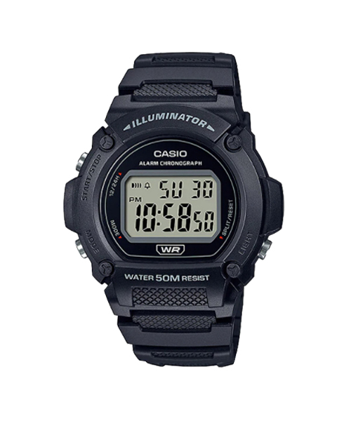 CASIO นาฬิกาคาสิโอ นาฬิกาข้อมือ นาฬิกากันน้ำ นาฬิกาของแท้ ประกันศูนย์ CMG 1 ปี รุ่น W-219H-1A นาฬิกาสีดำ